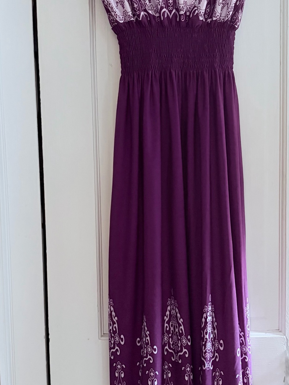 Jon & Anna Purple Smocked Maxi Skirt with White Border Print